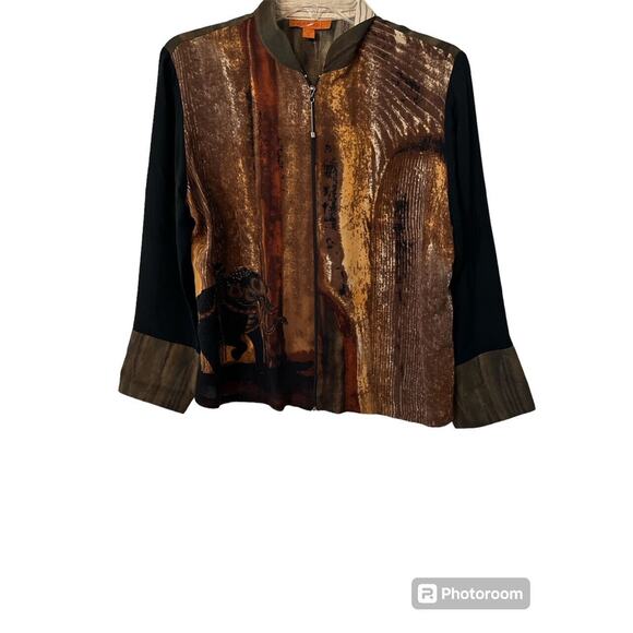 Vintage Harari Silk Zip Jacket SZ M - Picture 1 of 4